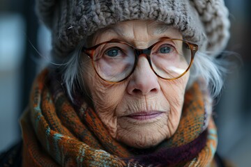 A close up of a person wearing glasses and a hat