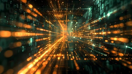 Fototapeta premium Dazzling Digital Explosion of Vivid Technological Beams and Streams