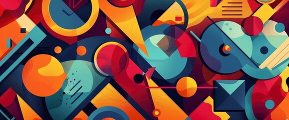 Fototapeta premium Abstract Art Using Geometric Shapes And Forms, Cartoon Style, Background