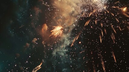 Colorful fireworks in the night sky. 