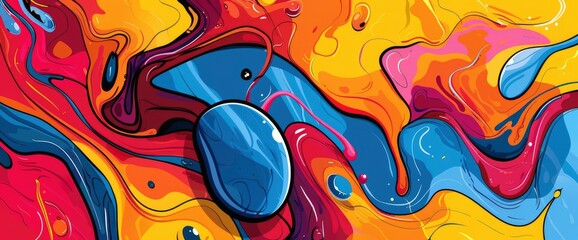 Abstract Art Using Vibrant, Energetic Colors, Cartoon Style, Background
