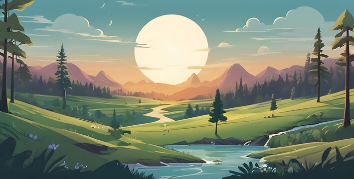 The Fine Print, music landscape, illustration 2d, flat
