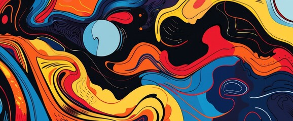 Fototapeta premium Abstract Art With A Sense Of Depth And Dimension, Cartoon Style, Background
