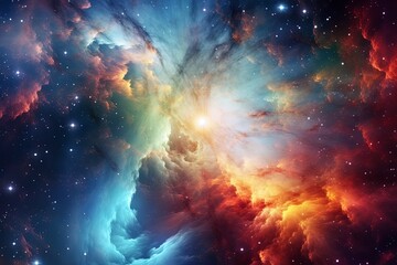 Fototapeta premium Spectacular Photo of Space. View of the Universe. Nebula Dance of Colors