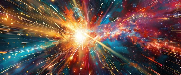 Abstract Cosmic Energy Bursts With A Celestial Theme And Dynamic Elements, Cartoon Style, Background