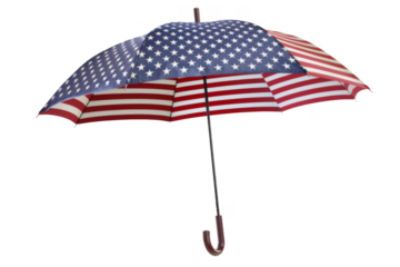 A red, white and blue umbrella with stars on it