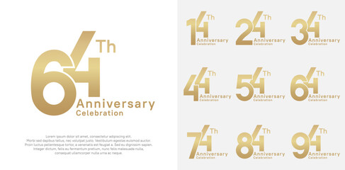 anniversary vector design set with gold color for special moment celebration