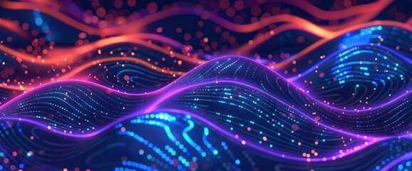 Obraz premium Abstract Data Streams Flowing Through Cyberspace, Cartoon Style, Background