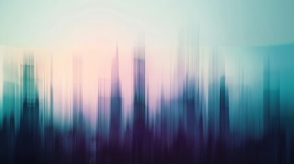 Soft-focused city skyline in blue and pink hues at dusk, capturing an abstract beauty. Abstract depiction of a city skyline. 