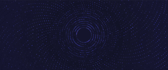 concentric swirl dark blue matrix particles, abstract futuristic vector design concept for science, data, hi tech background