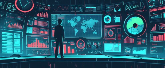 Obraz premium Abstract Depiction Of Data Mining Processes, Cartoon Style, Background