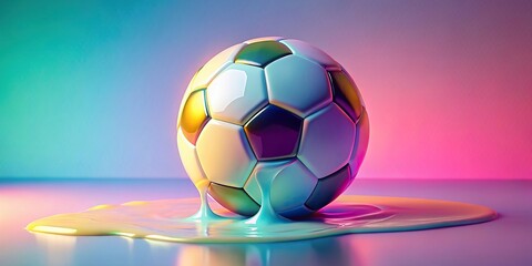 Y2K soccer ball melting in pastel colors , pastel, soccer ball, melting, abstract, colorful, retro, vintage, 2000s, futuristic, unique, digital art, creative, design, sports, vibrant
