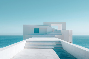 Fototapeta premium Modern buildings by the lake. Empty architectural background.