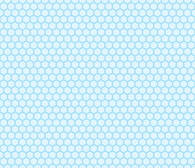 Geometric template background. Light blue color on matching background. Hexagon mosaic pattern. Hexagon shapes. Seamless pattern. Tileable vector illustration.