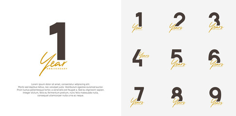 anniversary logotype vector design set with brown handwriting, black color can be use for special day