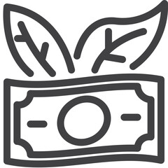 Friendly money cash line icon on white background