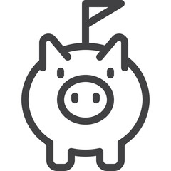 Piggy bank target line icon on white background