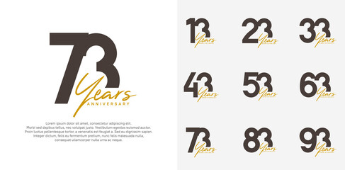 anniversary logotype vector design set with brown handwriting, black color can be use for special day