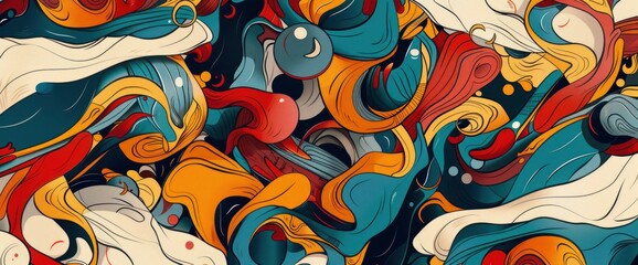 Abstract Designs Inspired By Mythology, Cartoon Style, Background