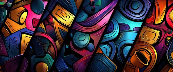 Obraz premium Abstract Designs With A Metallic Sheen, Cartoon Style, Background