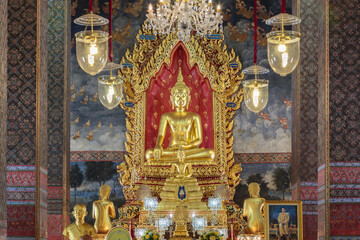 Principle Buddha image of the first grade royal monastery, Wat Senasanaram, Phra Nakhon Si Ayutthaya District, Thailand