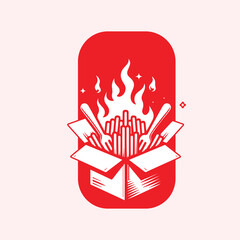 cool fork and spoon design with potatoes in a box