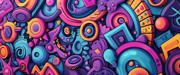 Abstract Designs With Geometric Precision, Cartoon Style, Background