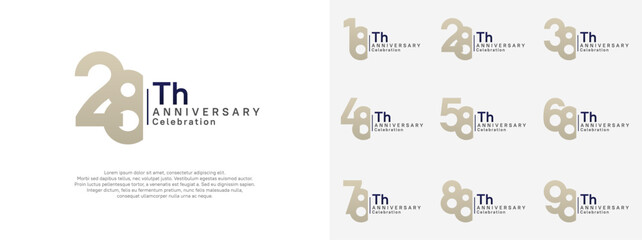 anniversary vector design set brown and black color for celebration day