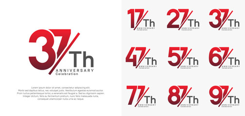 anniversary logo style vector set with slash red and black color can be use for celebration