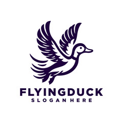 Naklejka premium Flying duck logo design inspiration,Flying duck icon, goose, swan logo template