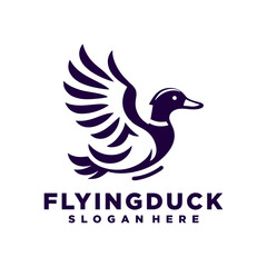Obraz premium Flying duck logo design inspiration,Flying duck icon, goose, swan logo template