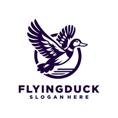 Naklejka premium Flying duck logo design inspiration,Flying duck icon, goose, swan logo template