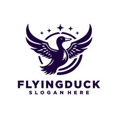 Obraz premium Flying duck logo design inspiration,Flying duck icon, goose, swan logo template