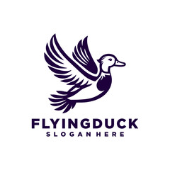 Naklejka premium Flying duck logo design inspiration,Flying duck icon, goose, swan logo template