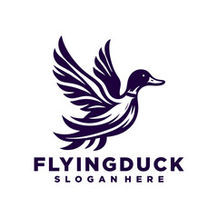 Obraz premium Flying duck logo design inspiration,Flying duck icon, goose, swan logo template