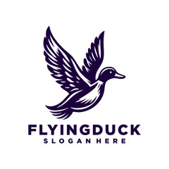 Obraz premium Flying duck logo design inspiration,Flying duck icon, goose, swan logo template