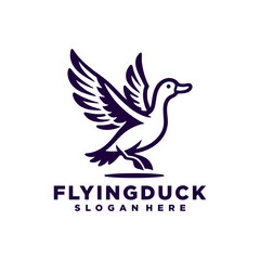 Obraz premium Flying duck logo design inspiration,Flying duck icon, goose, swan logo template