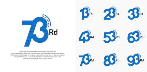 anniversary logotype vector set, blue and black color can be use for special day celebration