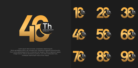 anniversary vector set with golden color can be use for special day celebration