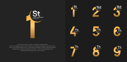 anniversary vector set with golden color can be use for special day celebration