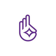 ok with star shaped logo design icon illustration