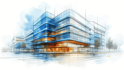 Fototapeta premium Designing Modern Healthcare Facilities: Architectural Blueprints of Medical Buildings