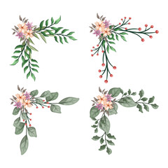 The Blooms  Greenery Floral Foliage Ornament Corner Text Separator Elegance Framie for Invitations Card Template