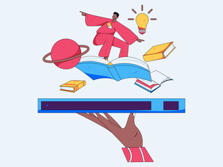 Character reading quietly vector concept operation hand drawn illustration
