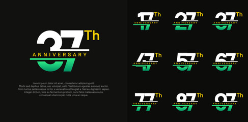 anniversary vector set design with green and white color for celebration day