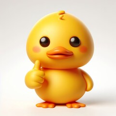 3D yellow cute duck emoji thumbs up on a white background