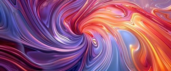 Abstract Energy Swirls In A Metallic Landscape, Cartoon Style, Background