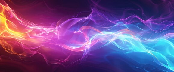 Abstract Energy Waves In Vibrant Neon Colors, Cartoon Style, Background