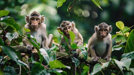 Monkeys living in their native environment