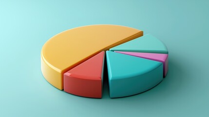 Fototapeta premium 3D Pie chart infographic, plastic texture pie chart different colors.